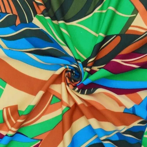 3 3/4 YD PC-Green/Multi Tropical Printed Stretch Activewear Fabric