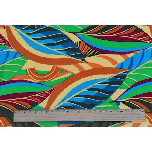 3 3/4 YD PC-Green/Multi Tropical Printed Stretch Activewear Fabric