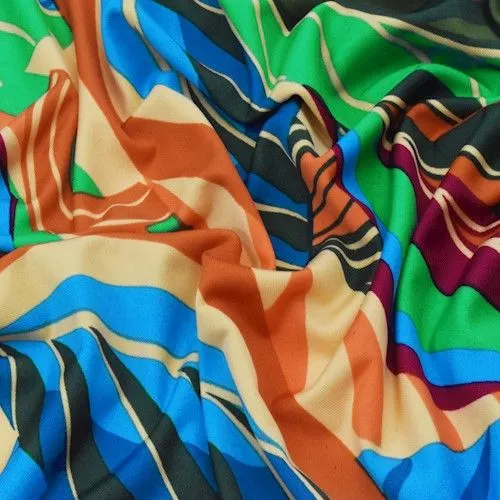 3 3/4 YD PC-Green/Multi Tropical Printed Stretch Activewear Fabric