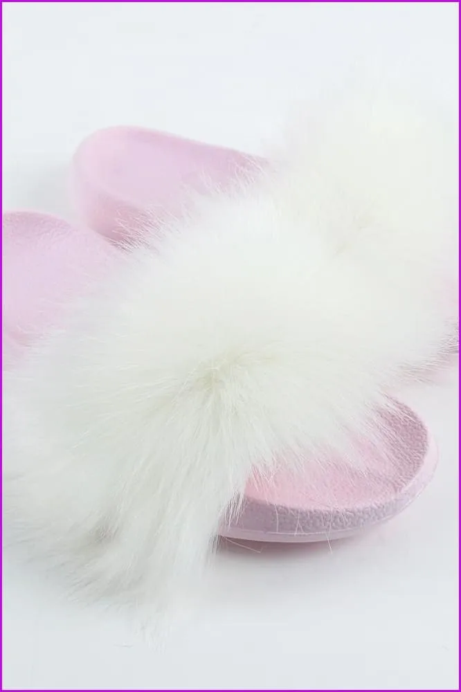 {5-7 days wait for make} Pink Sole Faux Fake Normal Fluffy Fur Slides F797