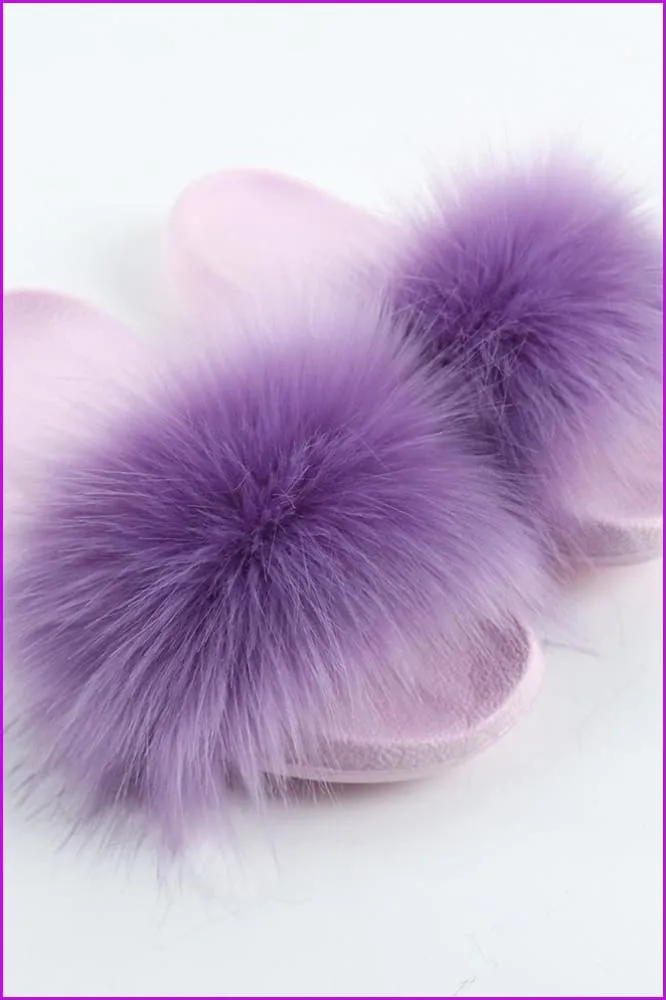 {5-7 days wait for make} Pink Sole Faux Fake Normal Fluffy Fur Slides F797