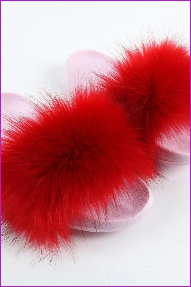 {5-7 days wait for make} Pink Sole Faux Fake Normal Fluffy Fur Slides F797