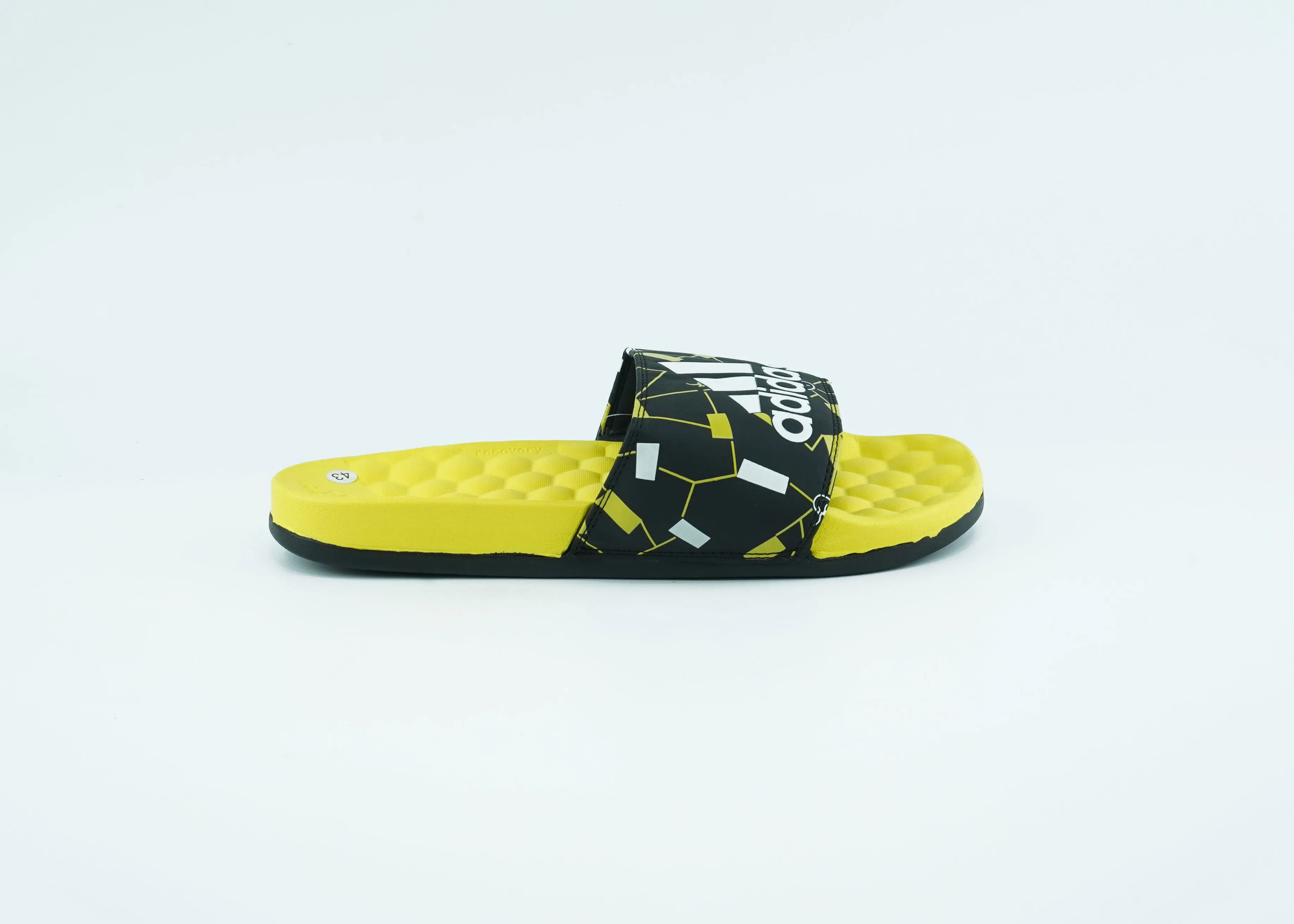 Adidas black and yellow slides for men