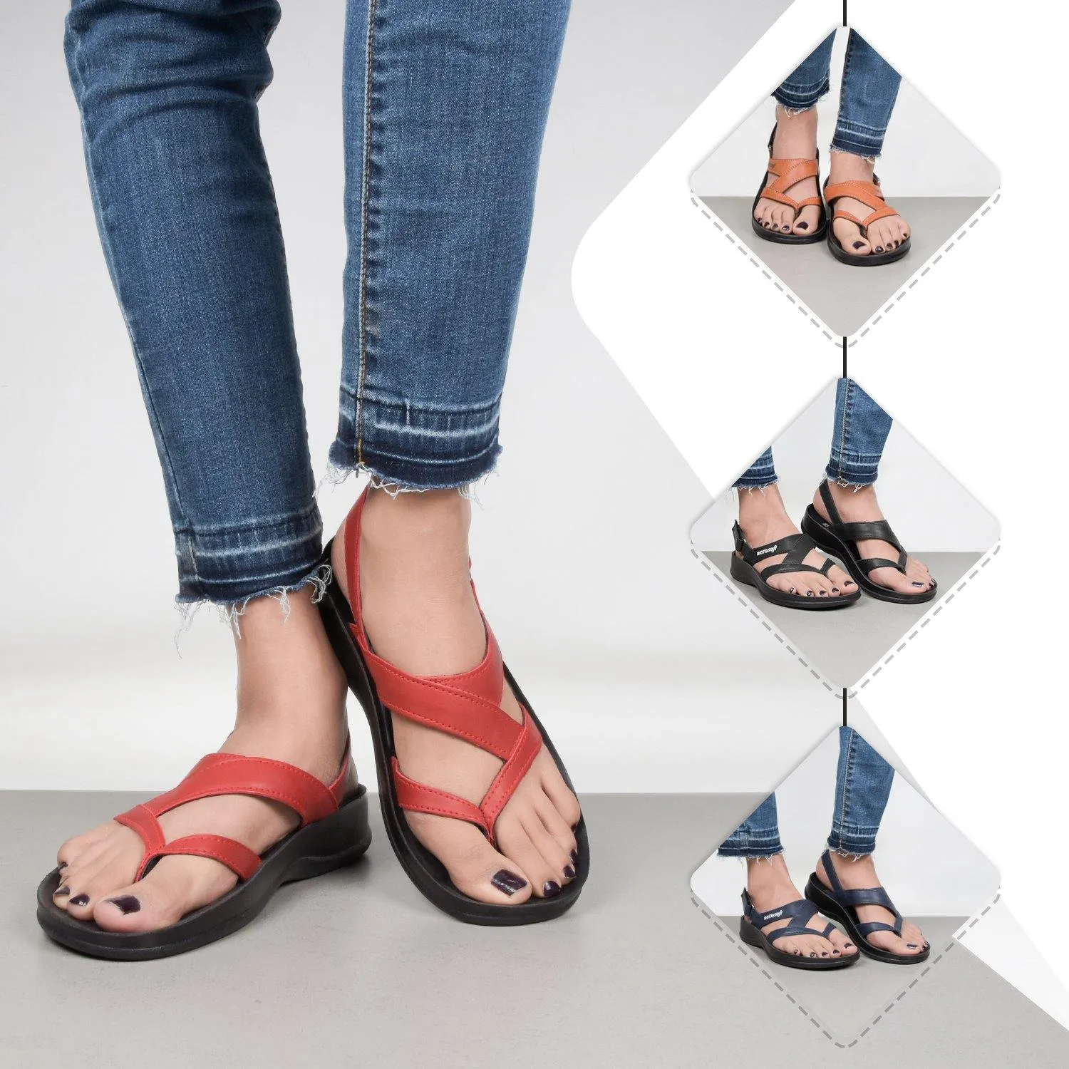 Aerosoft - Deke S5904 Slingback Arch Support Strappy Comfortable Walking Sandals For Women