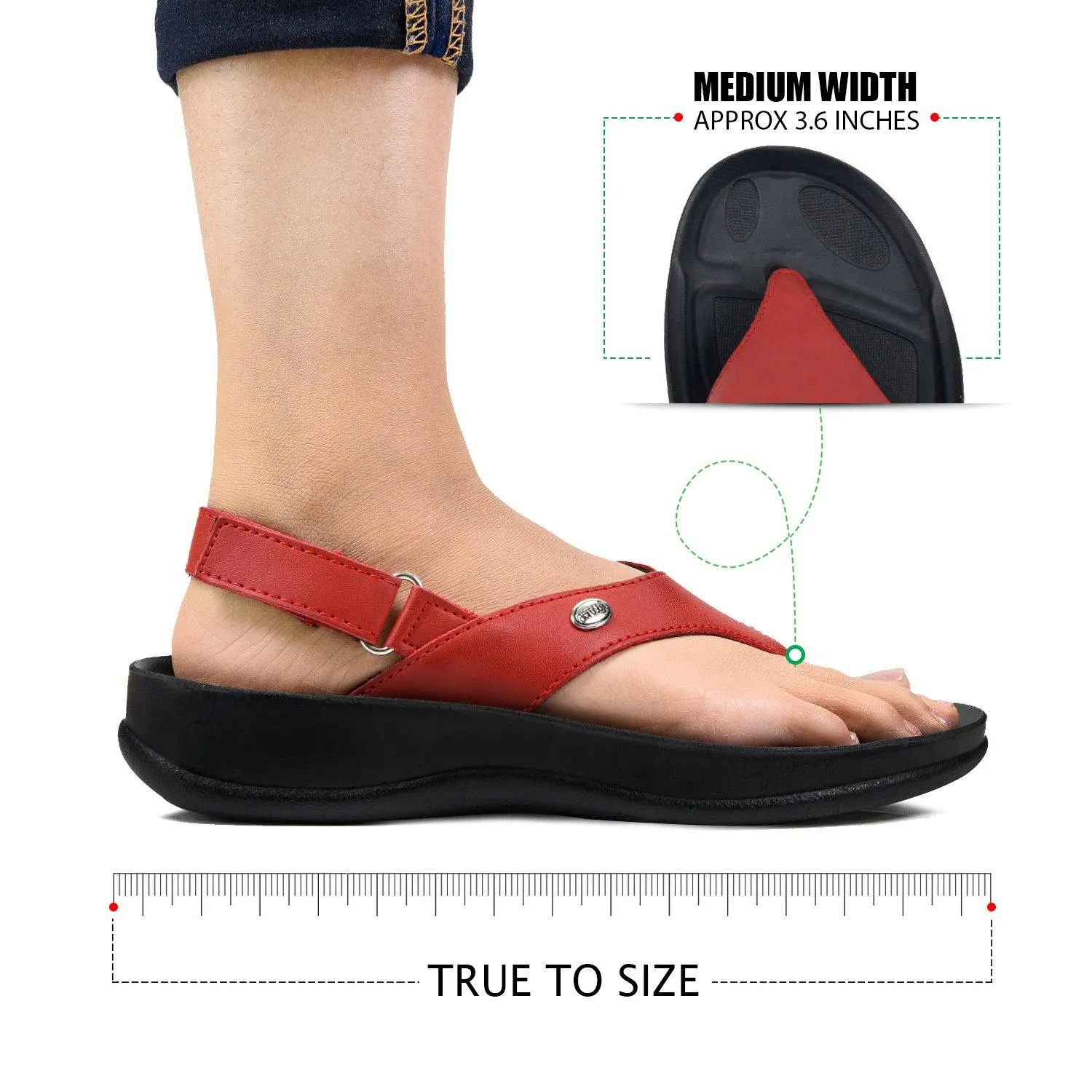 Aerosoft - Tuck S5901 Velcro Ankle Strap Comfortable Thong Arch Support Sandals For Women