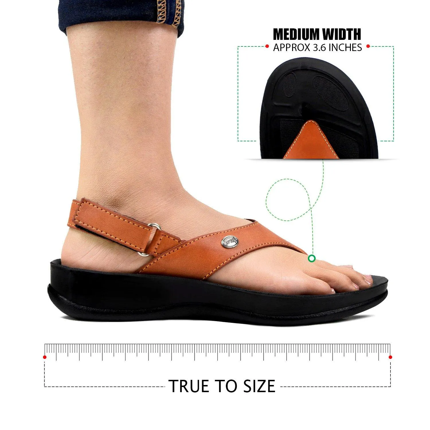 Aerosoft - Tuck S5901 Velcro Ankle Strap Comfortable Thong Arch Support Sandals For Women