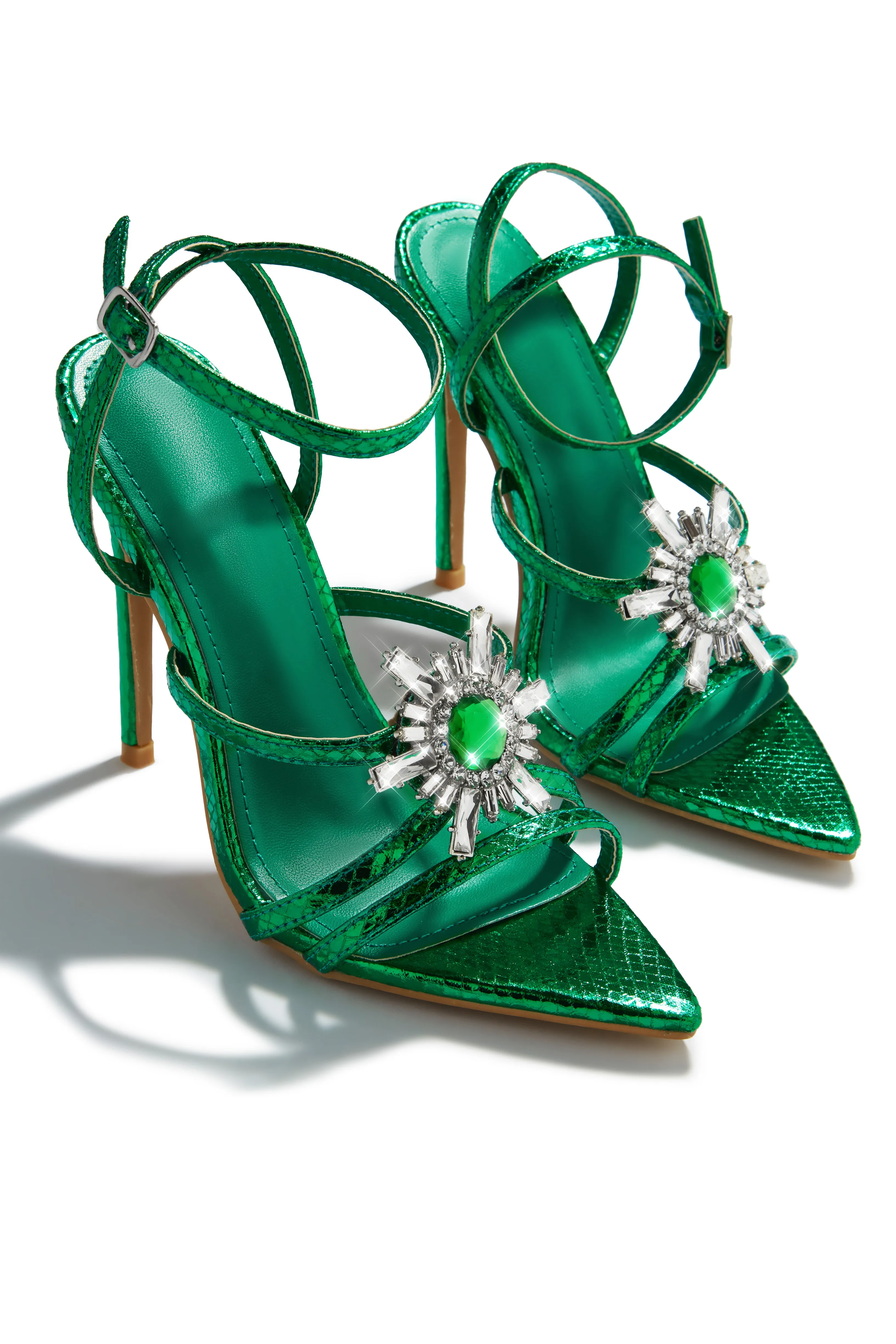 Ameira Embellished High Heels - Green