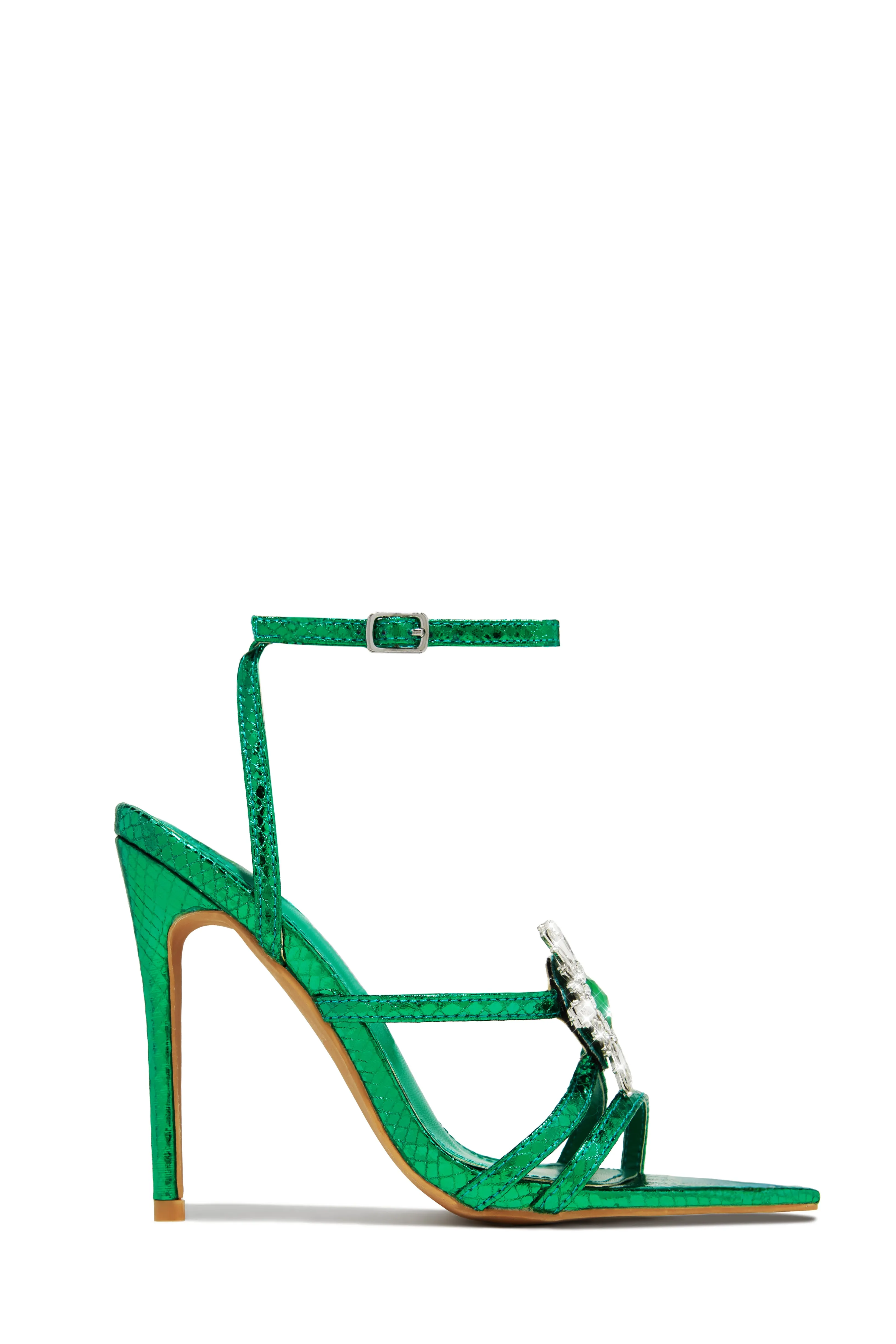 Ameira Embellished High Heels - Green