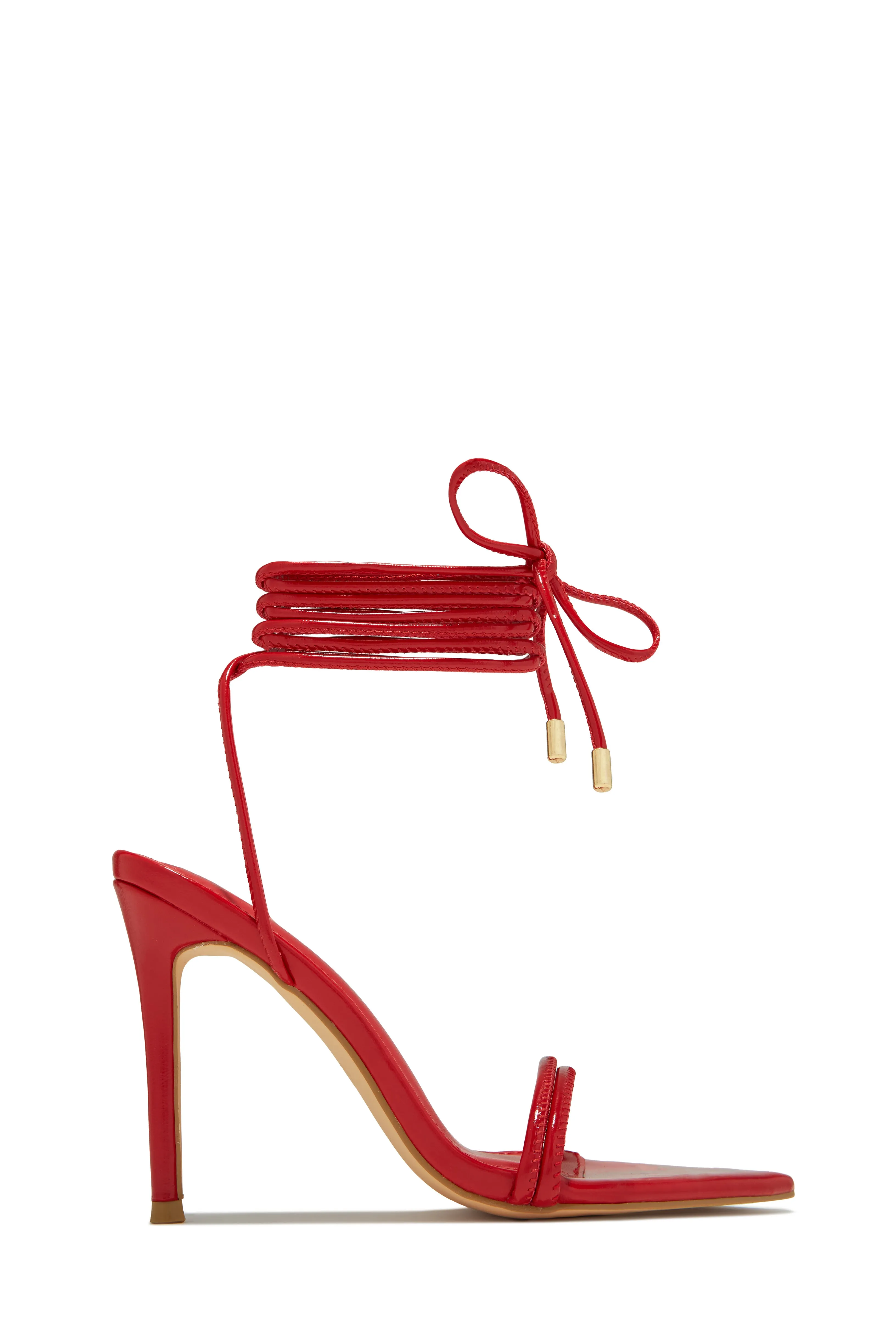 Anisah Lace Up High Heels - Red