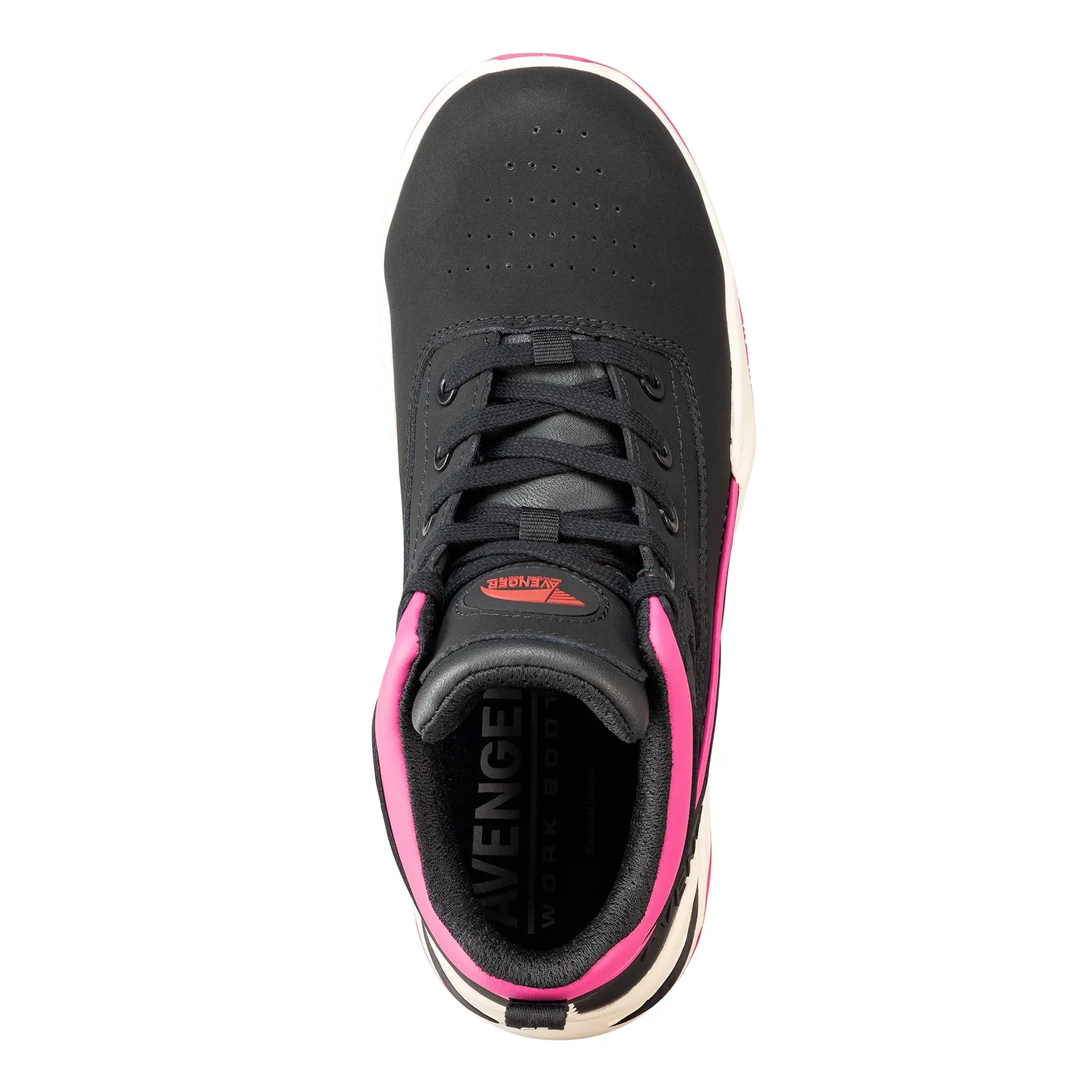 Avenger Womens Reaction Black/Pink Leather Work Shoes