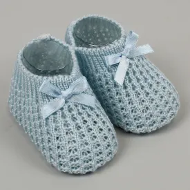 Baby Boy Blue Knitted Booties - Newborn to 6 months