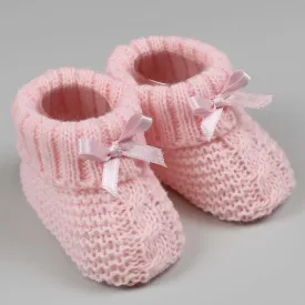 Baby Girl Cute Baby Pink Knitted Booties Newborn to 6 months