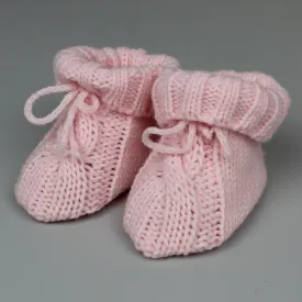 Baby Girl  Pink Knitted Booties Newborn to 6 months