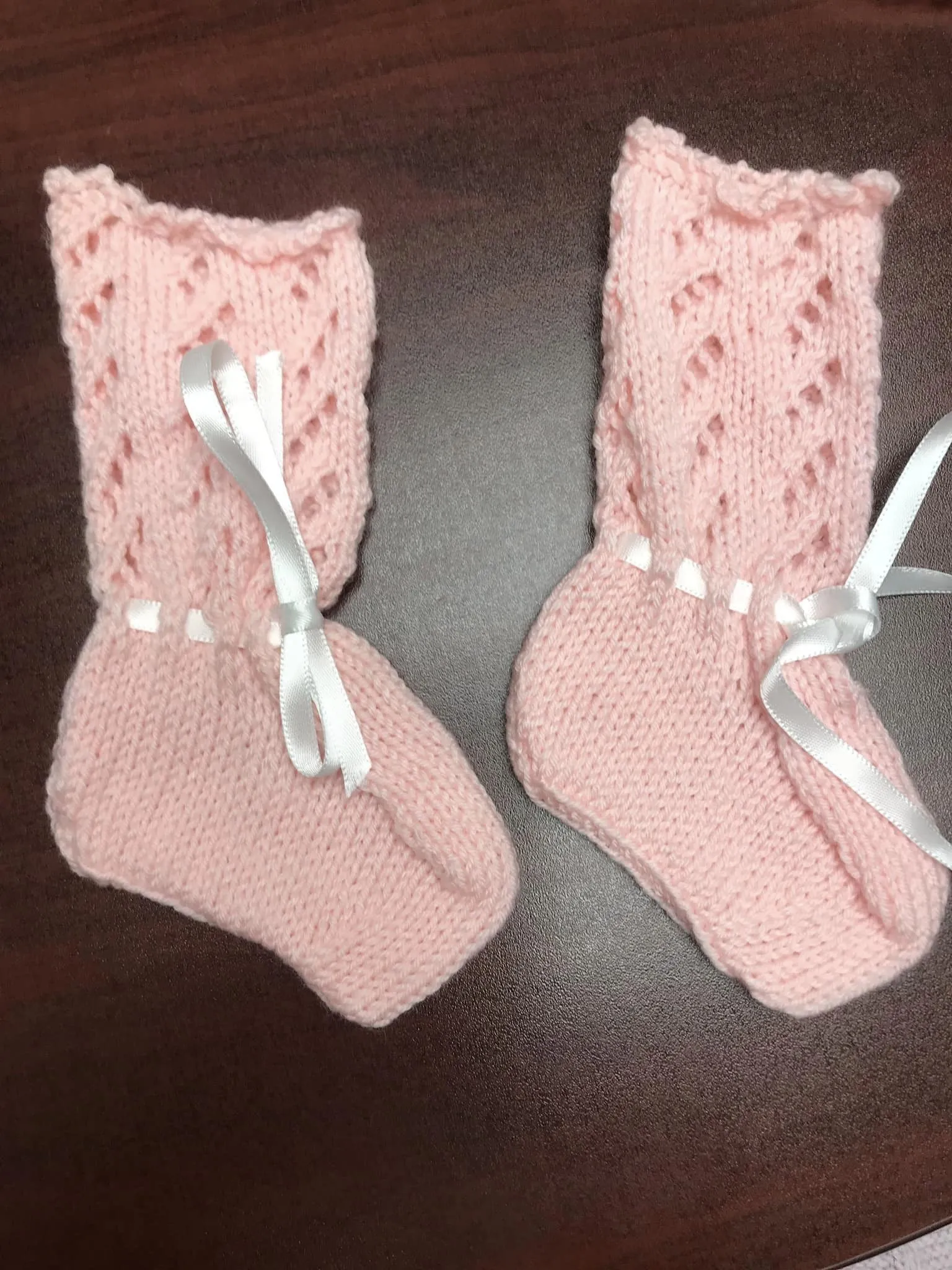 Baby Pink Knit Cardigan & Booties Set - Handmade