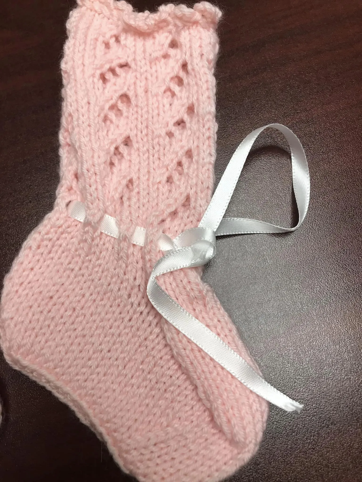 Baby Pink Knit Cardigan & Booties Set - Handmade