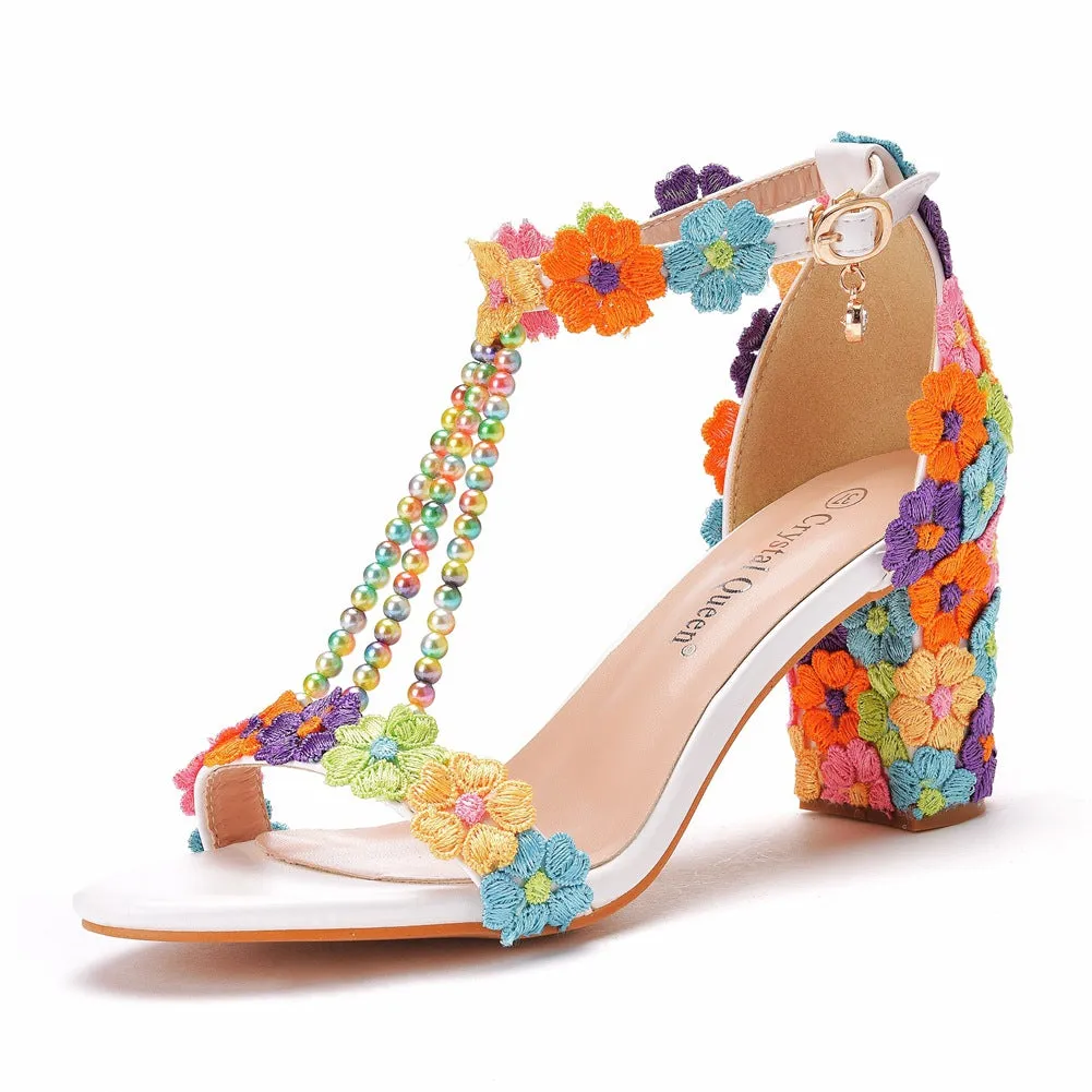 Beaded Lace Wedding Shoes Sandals