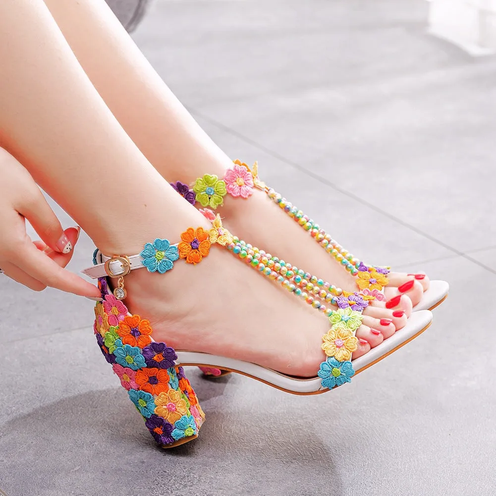 Beaded Lace Wedding Shoes Sandals