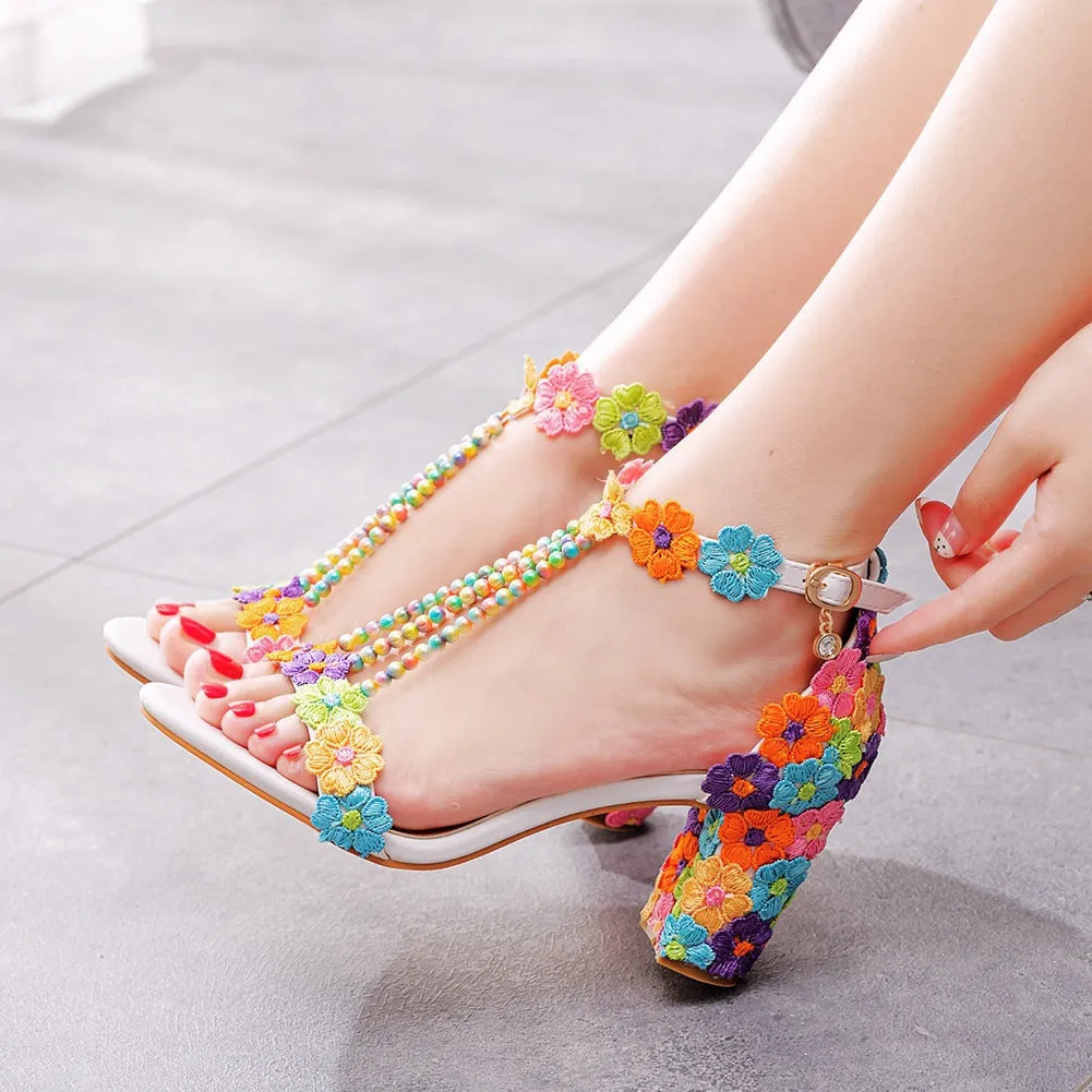 Beaded Lace Wedding Shoes Sandals