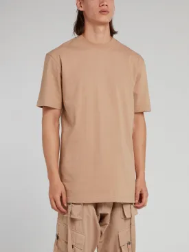 Beige Short Sleeve Crewneck T-Shirt