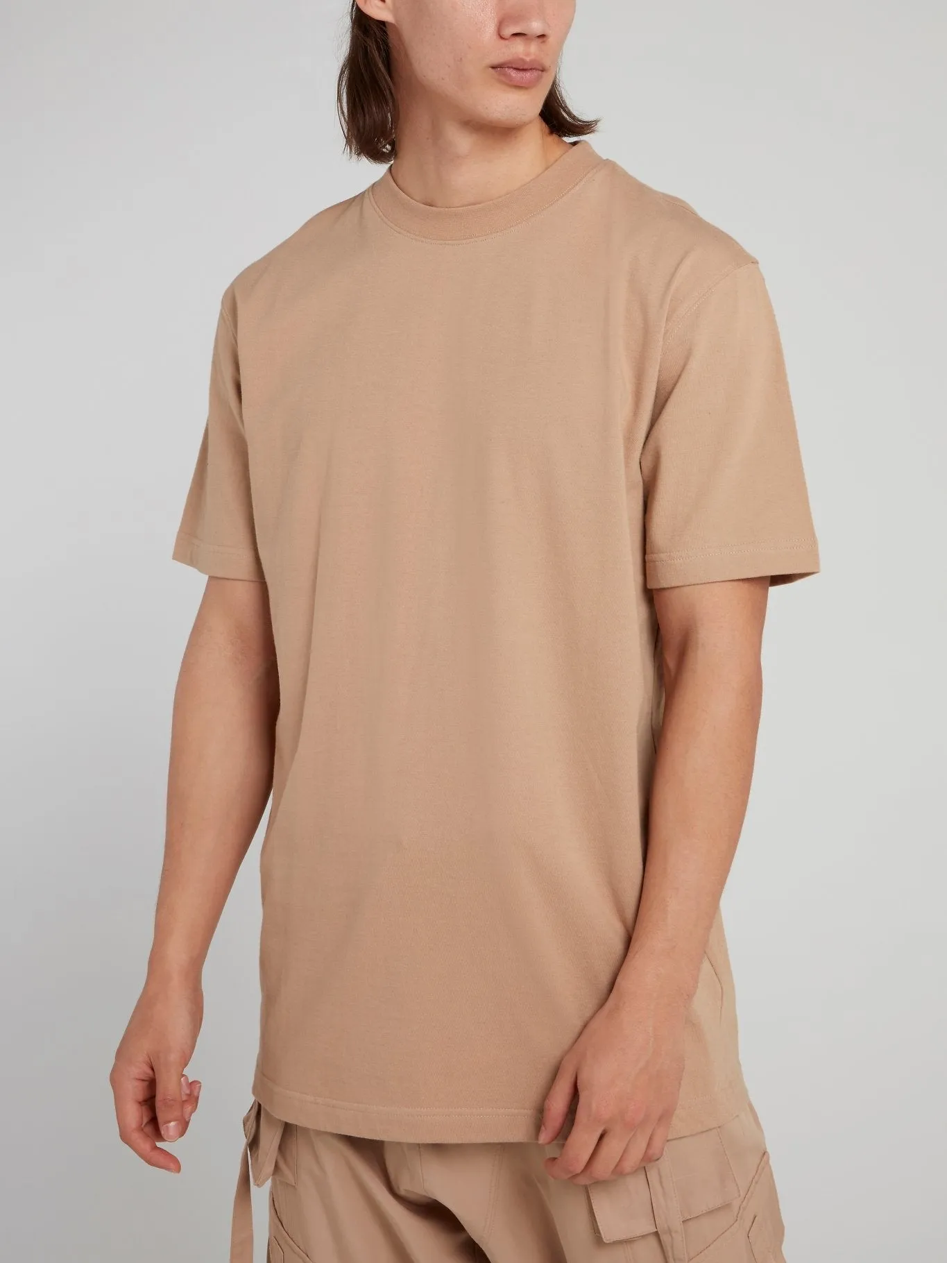 Beige Short Sleeve Crewneck T-Shirt