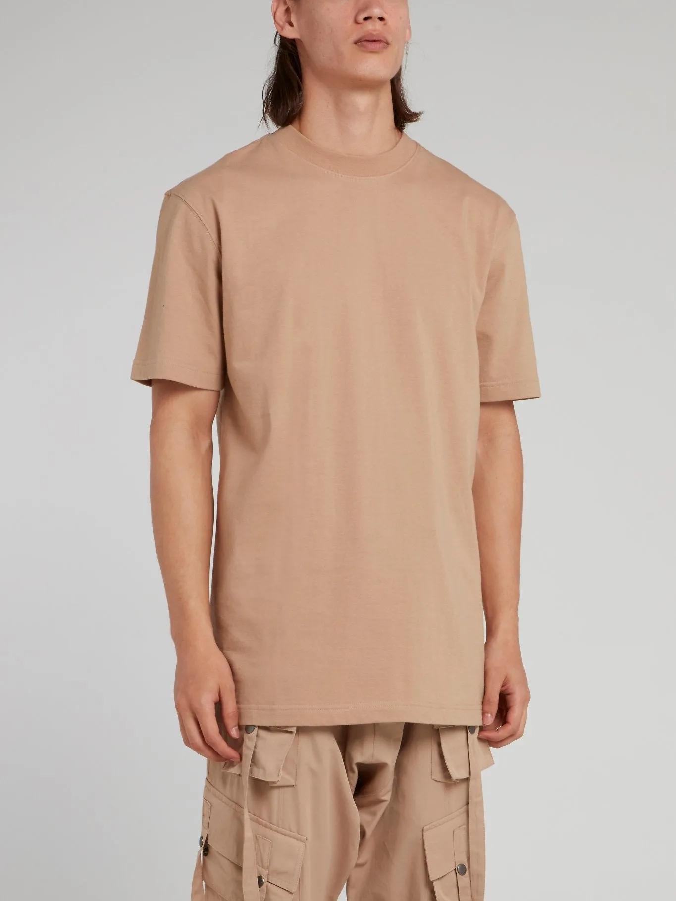 Beige Short Sleeve Crewneck T-Shirt