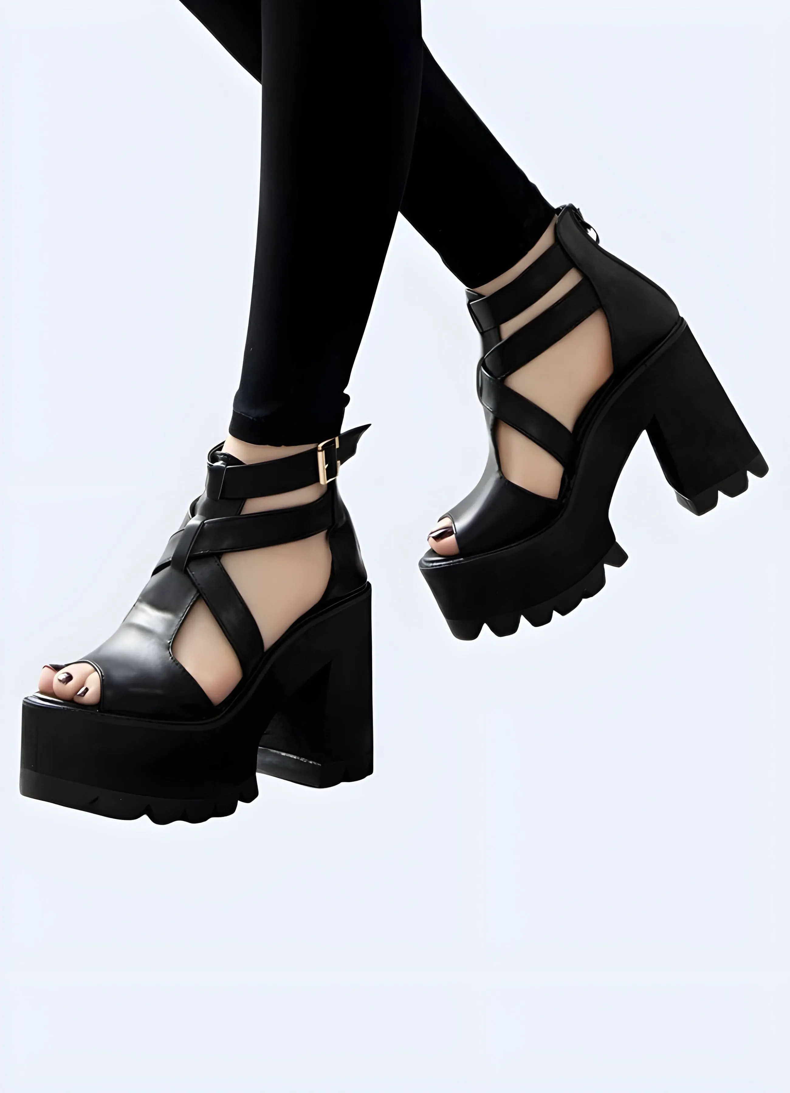 Black Sandals Chunky Heel