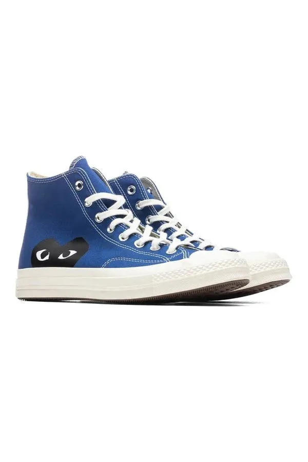 Blue CDG Play x Converse Black Heart High Top Sneakers