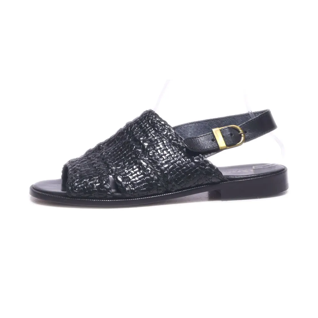 Boos Flat Sandals Leather Black Colour For Women