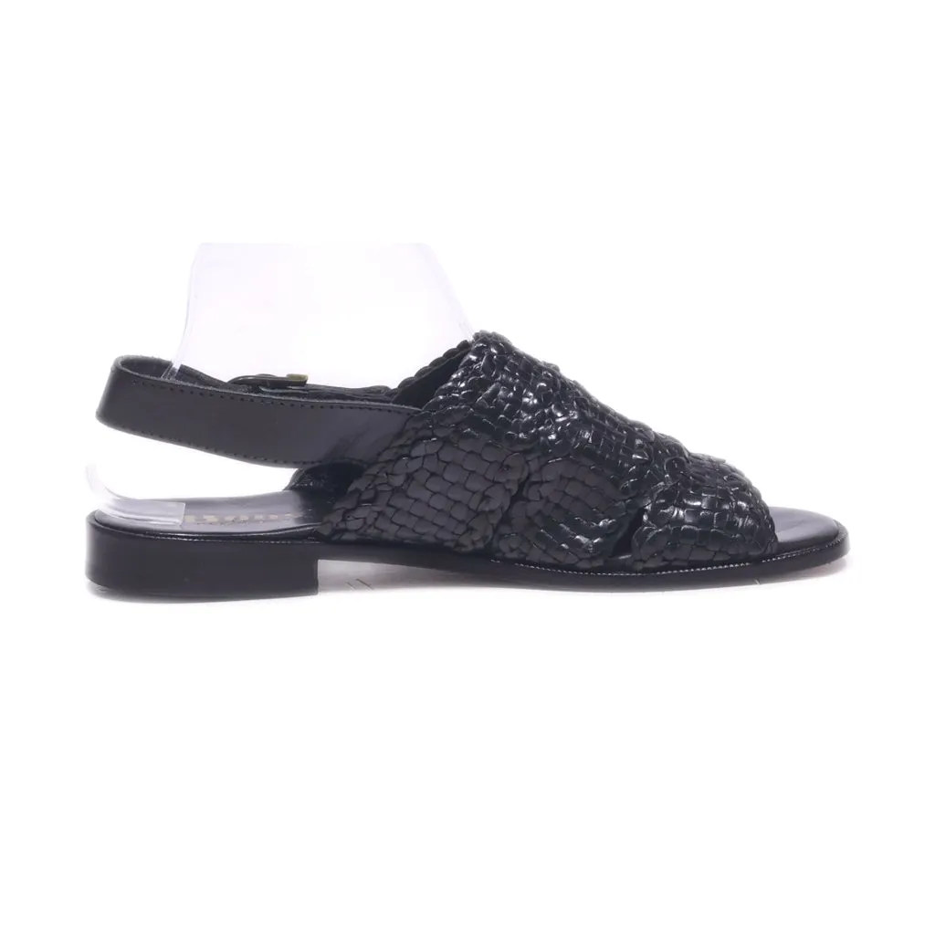 Boos Flat Sandals Leather Black Colour For Women