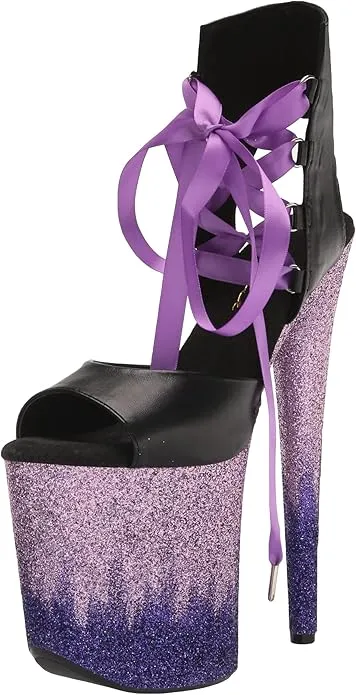 Braxton-850 Faux Leather Lace-Up Platform Glitter Sandals