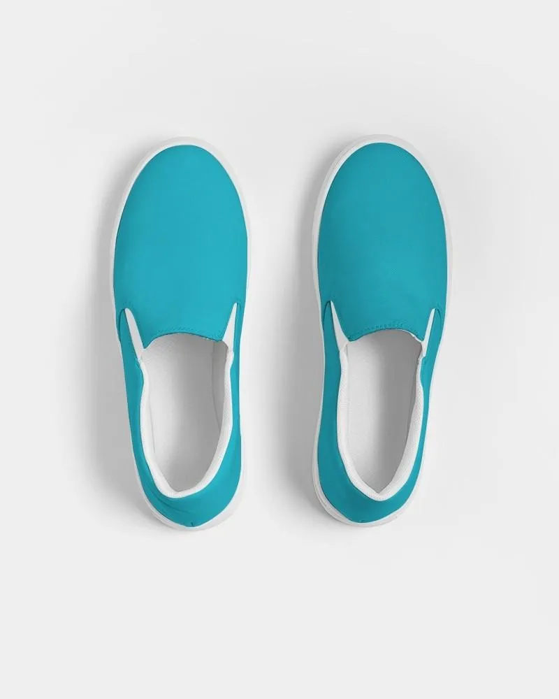 Bright Warm Cyan Slip-On Canvas Sneakers | Men's | Bright Pure Warm Cyan | C100M0Y25K0