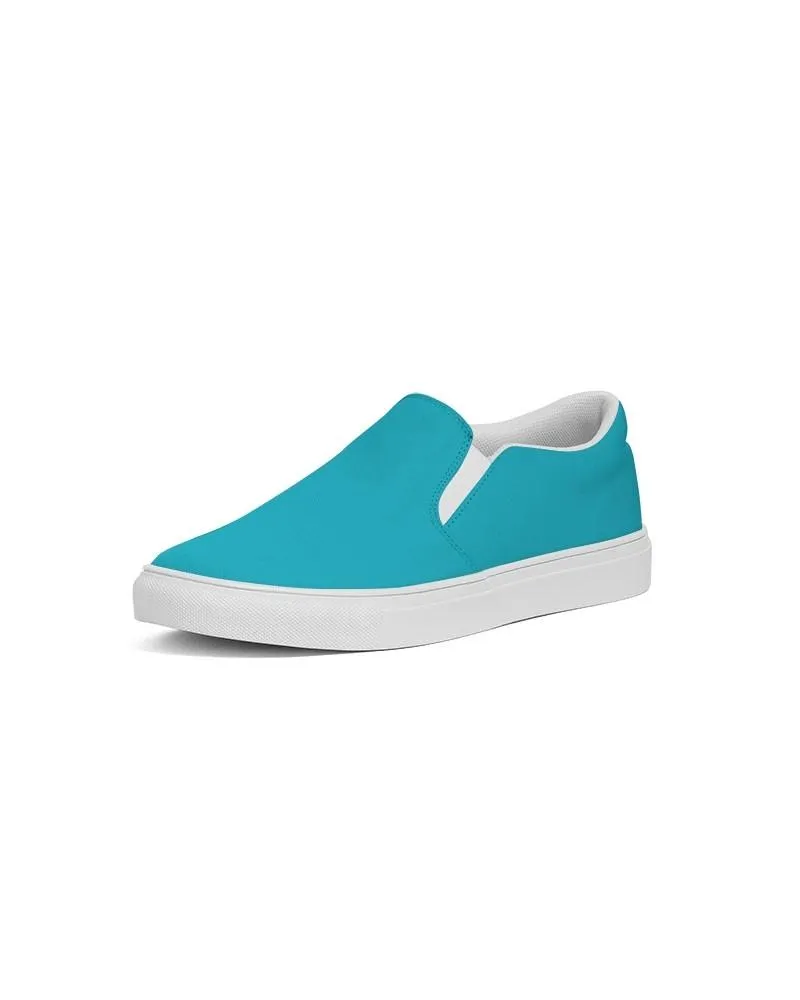 Bright Warm Cyan Slip-On Canvas Sneakers | Men's | Bright Pure Warm Cyan | C100M0Y25K0