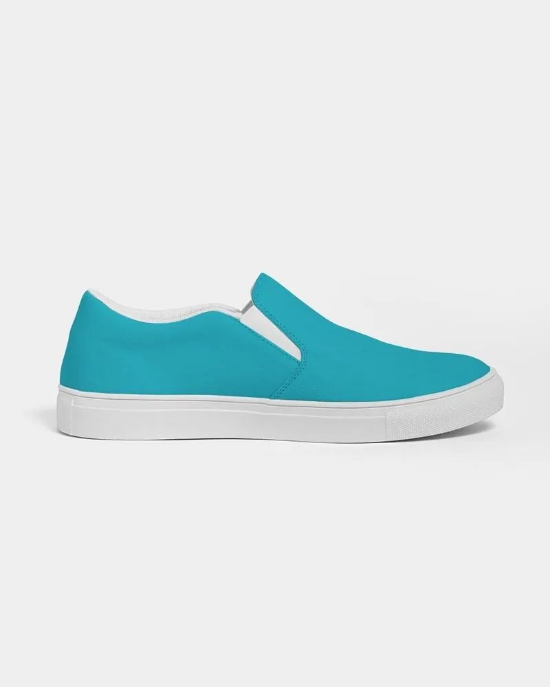 Bright Warm Cyan Slip-On Canvas Sneakers | Men's | Bright Pure Warm Cyan | C100M0Y25K0