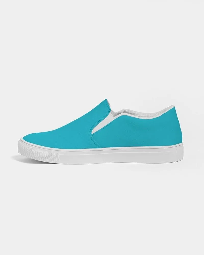 Bright Warm Cyan Slip-On Canvas Sneakers | Men's | Bright Pure Warm Cyan | C100M0Y25K0