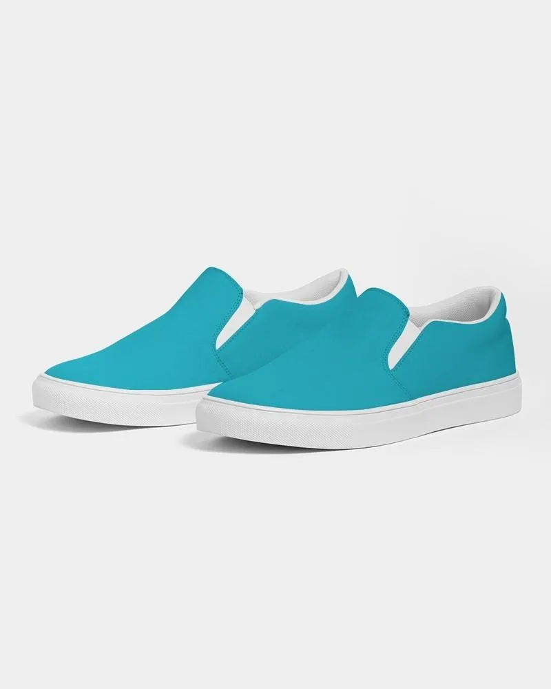 Bright Warm Cyan Slip-On Canvas Sneakers | Men's | Bright Pure Warm Cyan | C100M0Y25K0