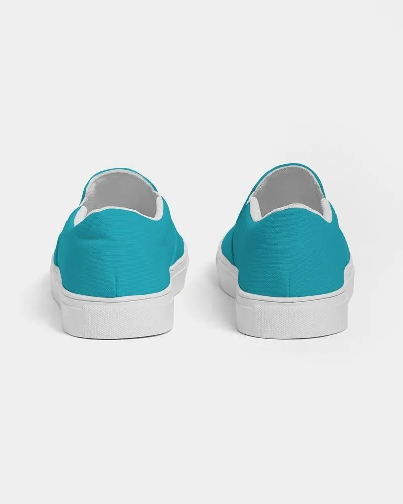 Bright Warm Cyan Slip-On Canvas Sneakers | Men's | Bright Pure Warm Cyan | C100M0Y25K0