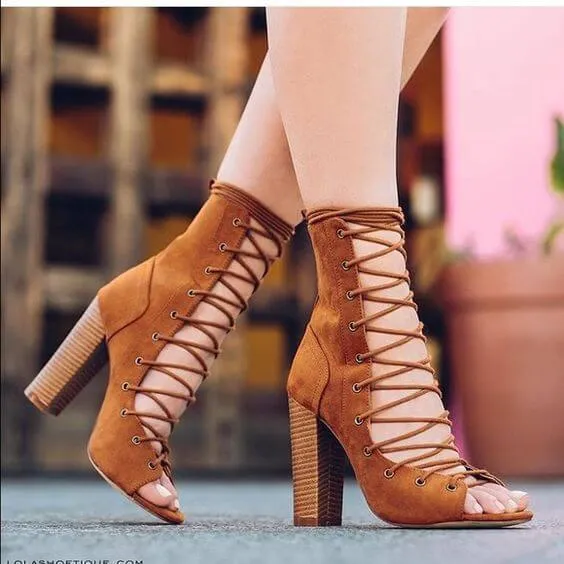 Brown Suede Chunky Heel Sandals