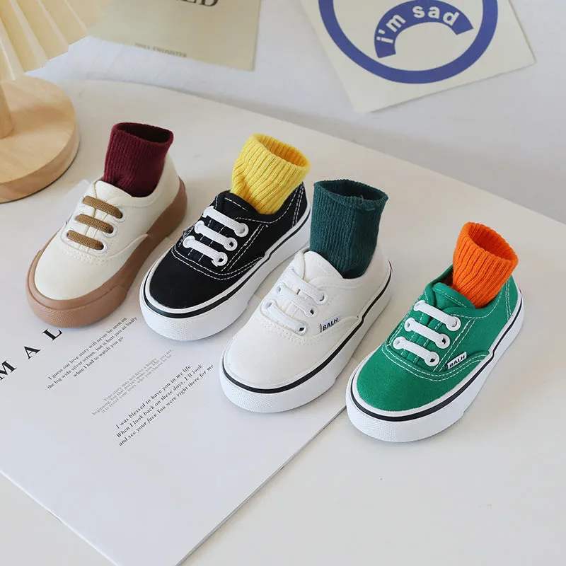 Bruce Solid Color Low Top Kids Canvas Shoes