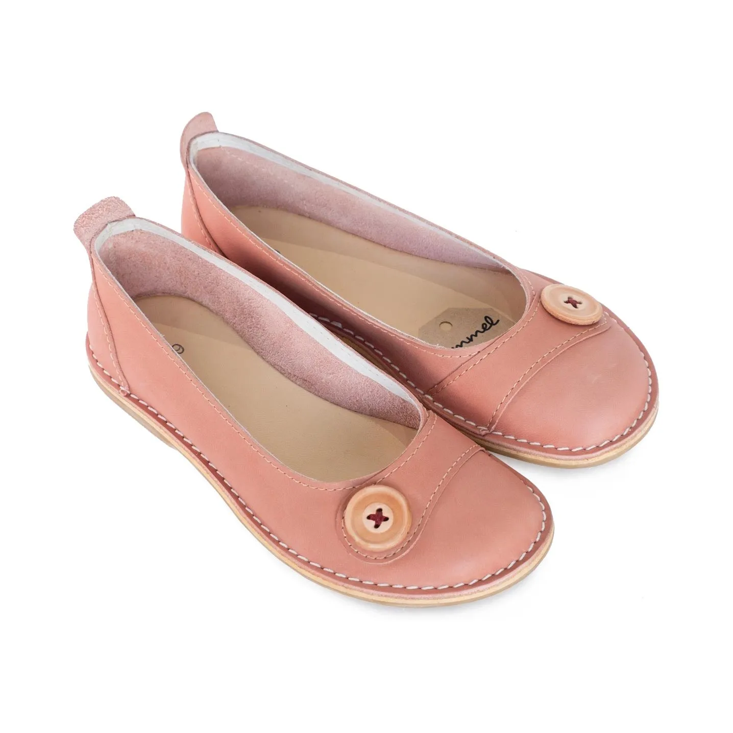 Bummel Zuri Leather Ballerina Shoe - Blush