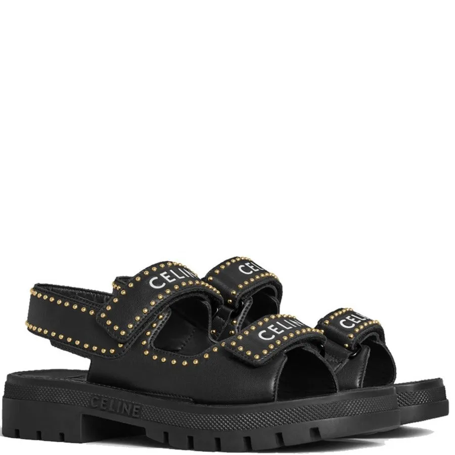 Celine Studded Black Logo Sandals