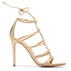 Champagne PU Strap Cutout High Heel Sandals