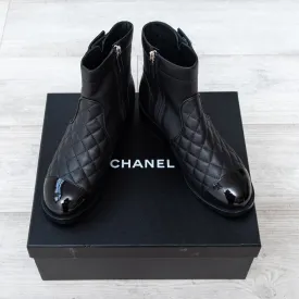 Chanel Black Quilted Leather Ankle Boots