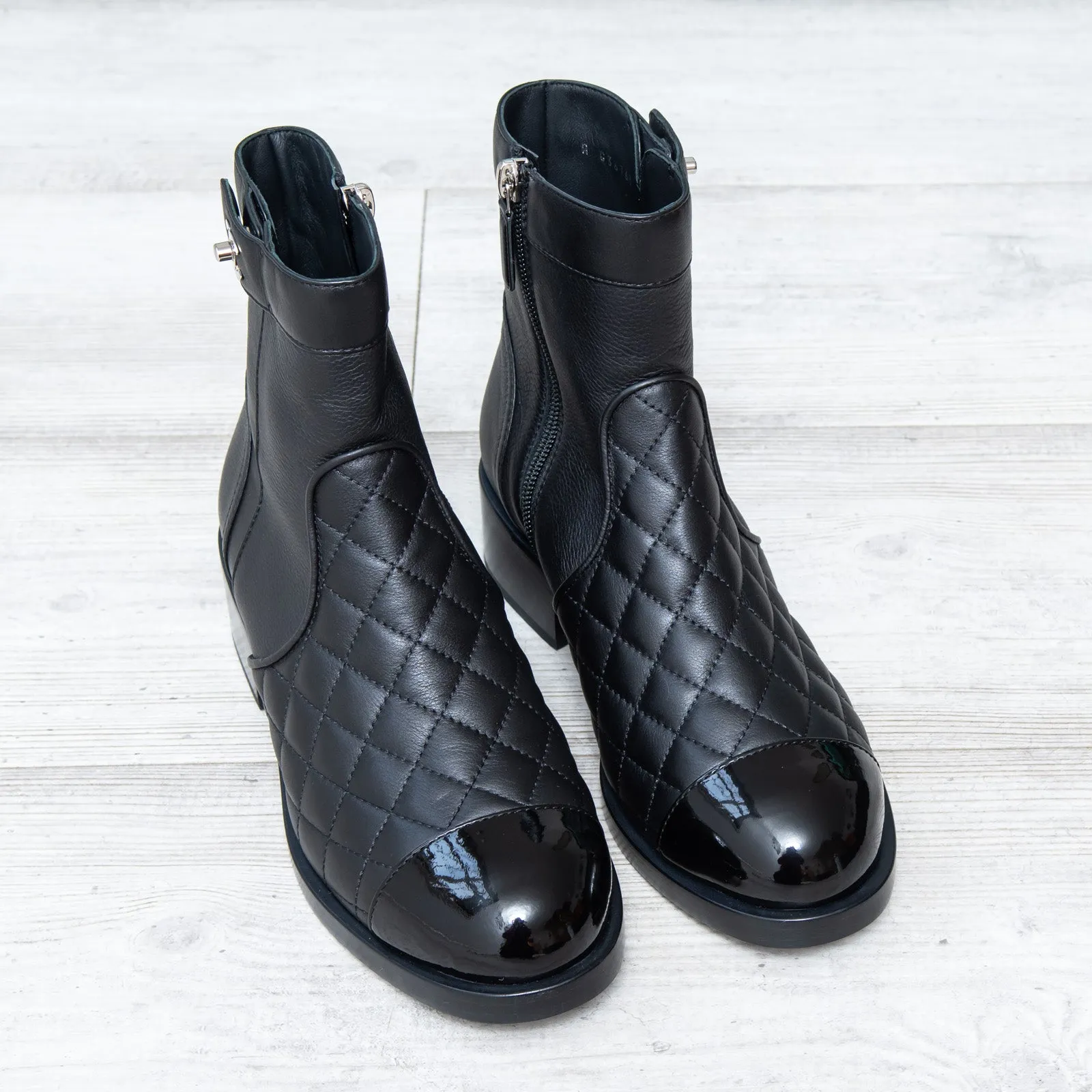 Chanel Black Quilted Leather Ankle Boots