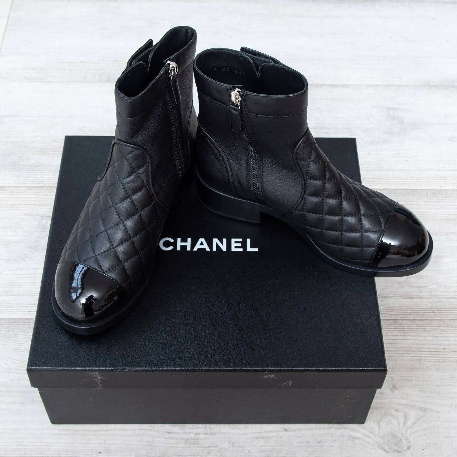 Chanel Black Quilted Leather Ankle Boots