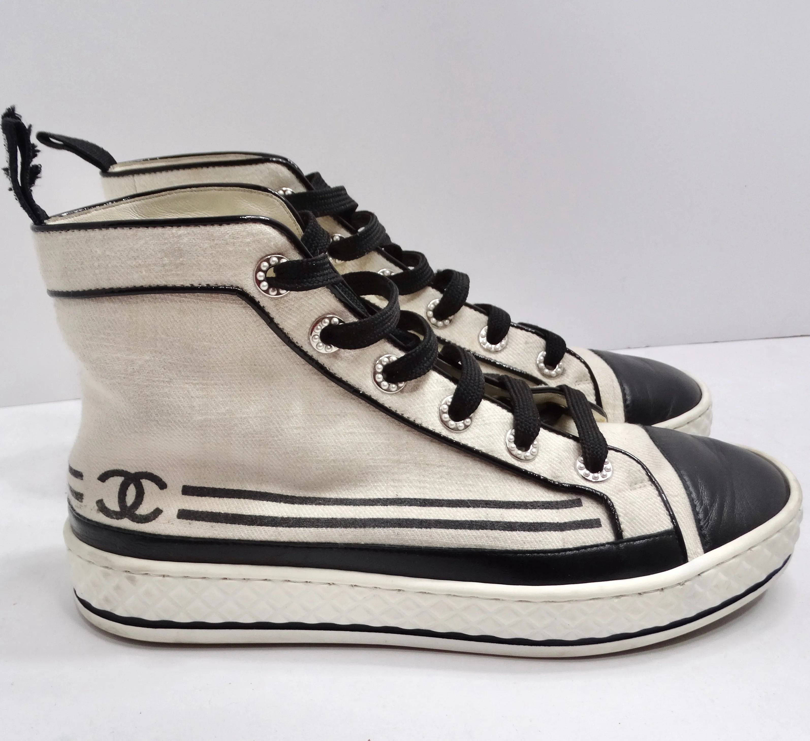 Chanel CC Canvas High Top Sneakers