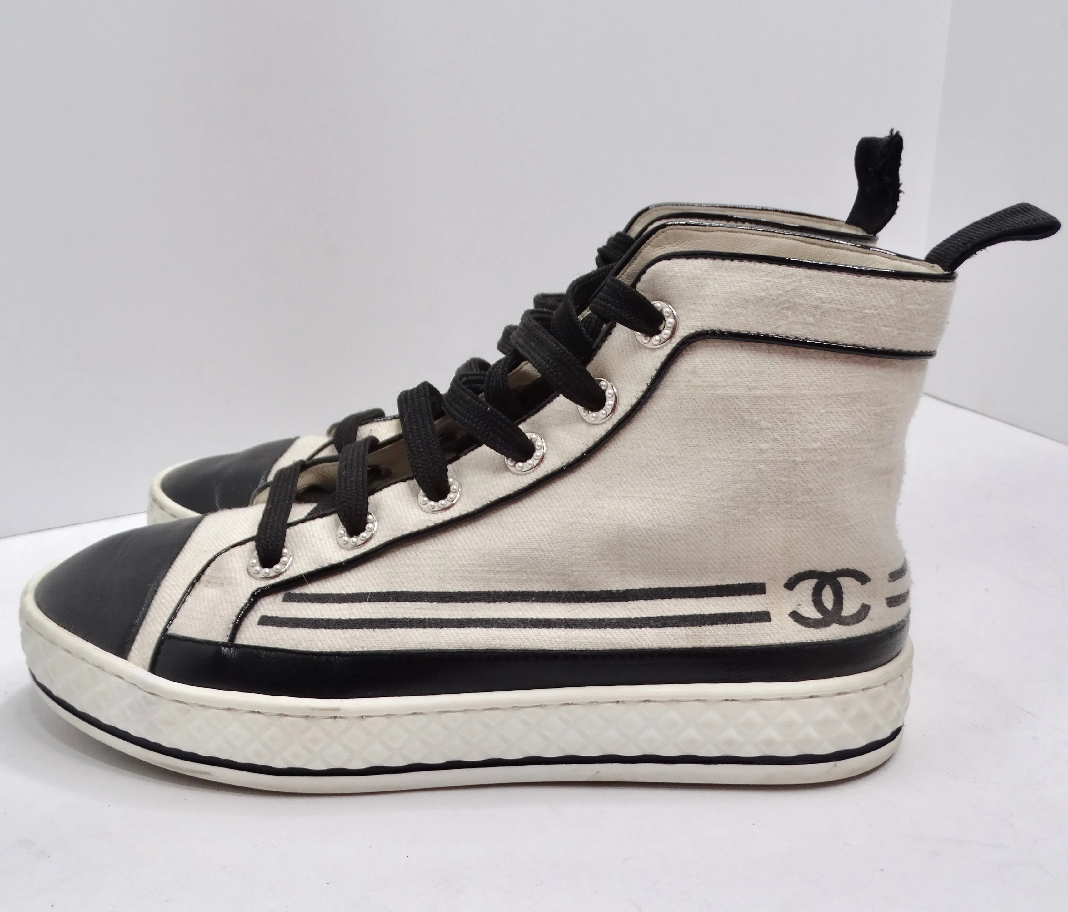 Chanel CC Canvas High Top Sneakers