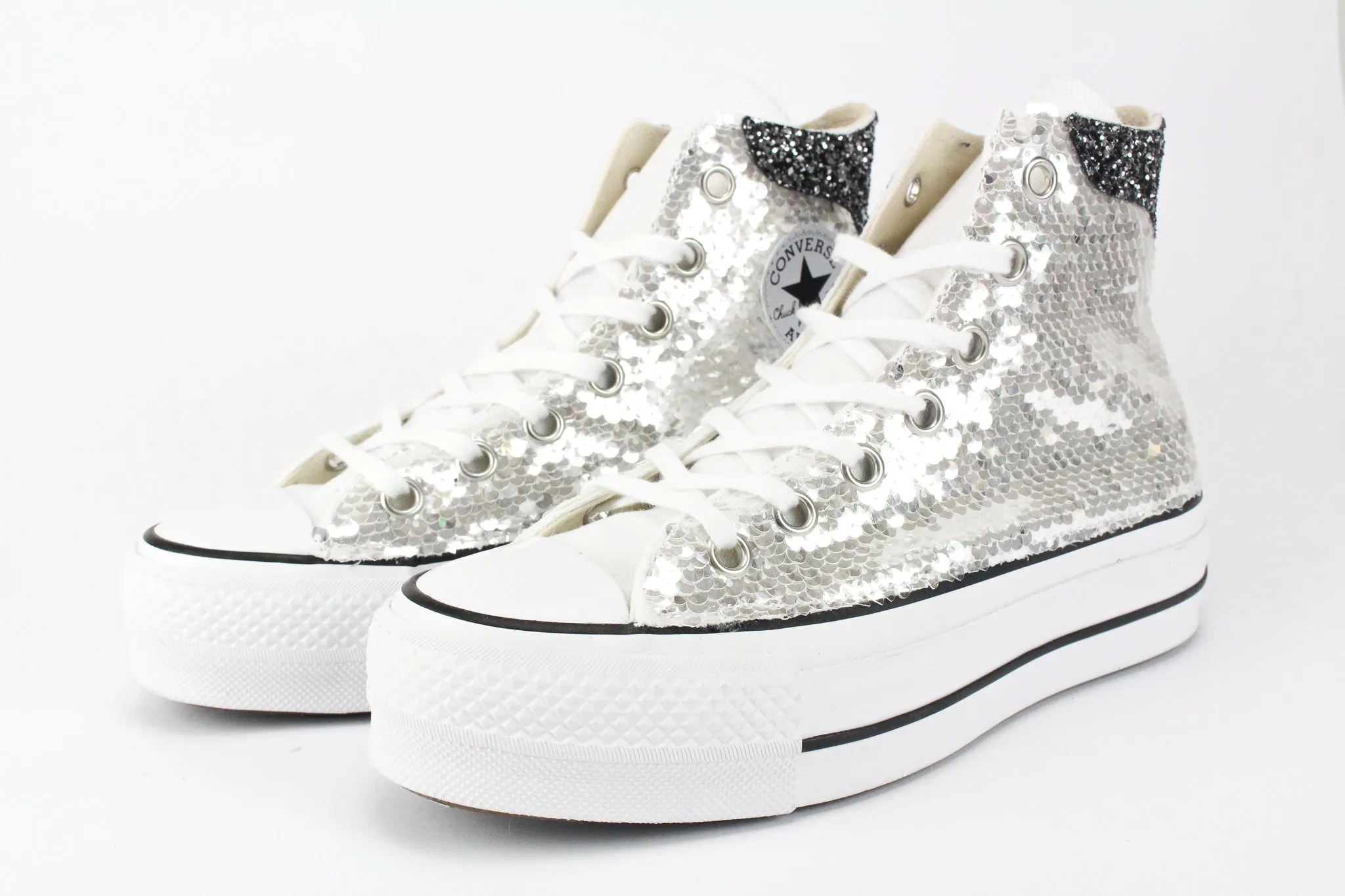 Converse All Star Platform Silver Paillettes & Glitter