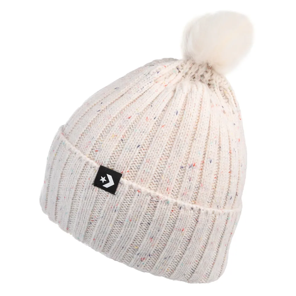 Converse Faux Fur Pom Bobble Hat - Cream