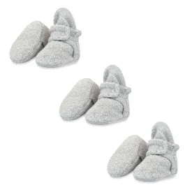 Cozie Fleece Baby Bootie 3 Pack - Heather Gray