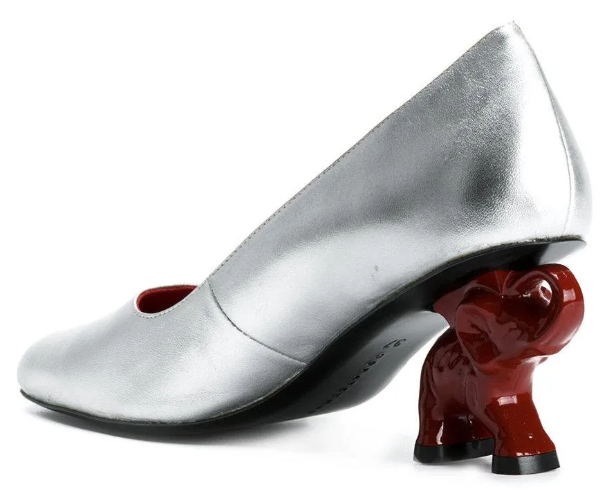 Elephant Heel Pumps - Black, Red, Silver